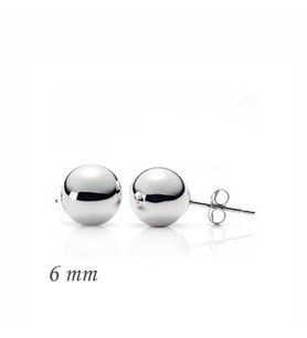 925 Ayar Gümüş Top Küpe - 6 mm