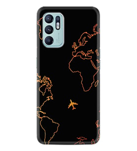 Oppo Reno 6 Kılıf Silikon Desen Özel Seri Harita ve Uçak 1777