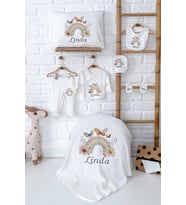 Pia Baby Premium %100 Pamuk Yenidoğan Kız Bebek Hastane Çıkışı Hediyelik Set 5078-02 (Ekru)