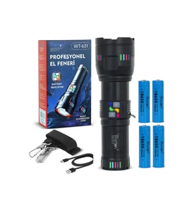 Watton Wt-631 Lazer Etkili Profesyonel El Feneri 30.000 Lümen