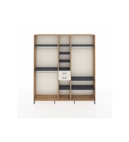 Arges Dolap 10 Raflı 2 Çekmeceli 3 Askılı 220x30x243 Çam-Antrasit/Aytaşı