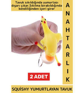 Eğlenceli Hediyelik Komik Stres Giderici Duyusal Uyarıcı Squishy Yumurtlayan Tavuk Anahtarlık 2 Adet