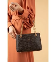 Kadın Orta Boy Zincir Detaylı Ayarlanabilir Askılı Şık El & Omuz Çantası Shoulder Bag (STD)