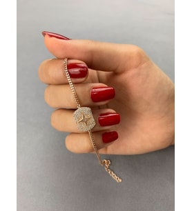 Kutup Yıldızı Rose Kaplama Gümüş Kadın Bileklik