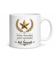 İsme Özel Binbaşı Yazılı Kupa Bardak Hediye Asker Terfi Hatırası