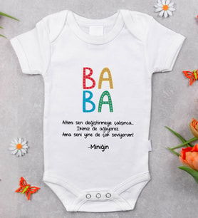 BK Kids İsimli Baba Tasarımlı Bebek Body Zıbın - Model 4, Babalar Günü Hediyesi, Yeni Doğan Hediyesi