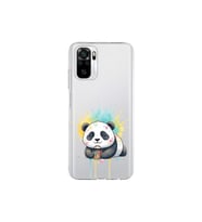 Redmi Note 10 ile Uyumlu Splash Panda Tasarımlı Şeffaf Silikon Kılıf