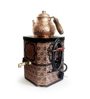 Emsalsan Bakır Elektrikli Nostaljik Semaver Çay Kazanı 3L Eskitme Vernikli