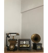 BLUETOOTH USB FM ÖZELLİKLİ NOSTALJİK RADYO DEKORATİF METAL TELEFON DEKORATİF METAL GRAMOFON