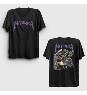 Presmono Unisex Siyah Metallica V2 Cincinnati Print Brandon Heart Sırt Baskılı T-Shirt 517373tt