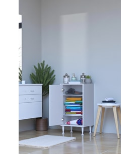 Eliusta Sabir 40 cm 2 Raflı Beyaz Banyo Mutfak Dolabı 3 Bölmeli Çok Amaçlı Dolap 40x75x32,5 cm Düzenleyici