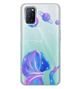 Oppo Tesettürlü Uzay Kız Tasarımlı Şeffaf Telefon Kılıfı