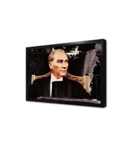 Atatürk Otururken Çerçeveli Cam Tablo