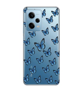 Redmi Note 12 Pro 5G Uyumlu Kelebek Desenli Şeffaf Telefon Kılıfı