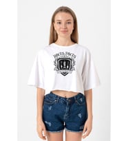 Hocus Pocus University Beyaz Kadın Crop Tshirt