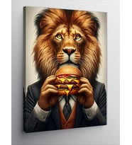Kanvas Tablo Hamburger Yiyen Aslan
