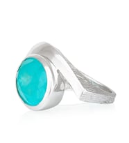 Gümüşcüm Paraiba Tourmaline Taşlı Otantik Oval Oksitli Kadın Gümüş Yüzük