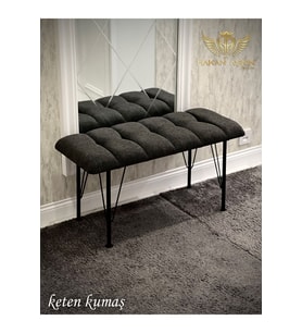 Metal 4 Ayaklı 90 Cm Eco Keten Antrasit Puf & Bench Tekli