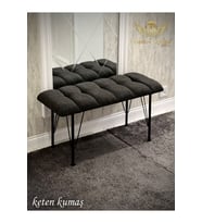 Metal 4 Ayaklı 90 Cm Eco Keten Antrasit Puf & Bench Tekli