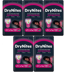 Drynites Emici Gece Külodu/Külot Bez Kız 4-7 Yaş 17-30 KG Large 50 Adet 5PK*10 Alt Islatmalara Karşı