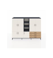 Hyperion Dolap 11 Raflı 3 Çekmeceli 7 Kapaklı 220x44x163 Antrasit-Aytaşı/Çam