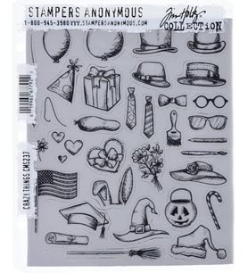 Tim Holtz Cling Stamps 7"X8.5"-Crazy Things