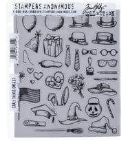Tim Holtz Cling Stamps 7"X8.5"-Crazy Things