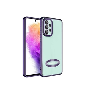 Samsung Galaxy A73 Uyumlu Kılıf Kamera Korumalı Logo Gösteren Zore Omega Kapak (Koyu Mor)