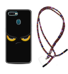 Oppo A5S A15 A16 A54 A55 A73 A74 Kılıf Boyun Asklı Rasta Silikon Black Eyes 1644