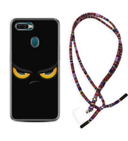 Oppo A5S A15 A16 A54 A55 A73 A74 Kılıf Boyun Asklı Rasta Silikon Black Eyes 1644
