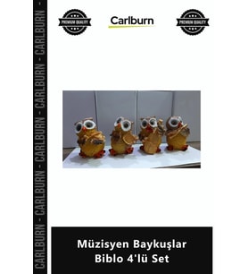 Özel Üretim Dekoratif Hediyelik Polyester Figür Sanatsal Tasarım Orkestra Müzisyen Baykuşlar Biblo 4