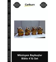 Özel Üretim Dekoratif Hediyelik Polyester Figür Sanatsal Tasarım Orkestra Müzisyen Baykuşlar Biblo 4