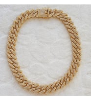 2 cm Taşlı Cuban Gold Zincir Unisex