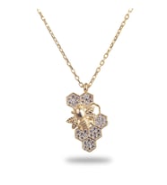 Madam Matmazel Arı Bal Peteği Zirkon Kadın Kolye, Altın Kaplama, 925 Ayar Gümüş (Rose - Gold)