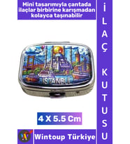 #Hediye Dekoratif Şık İstanbul Temalı 2 Bölmeli Hap Vitamin Tablet İlaç Saklama Kutusu 5 X 5 Cm