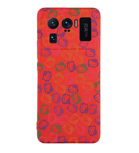 Xiaomi Mi11 Ultra Uyumlu Lansman Kılıf Hello Kitty Tasarımlı İçi Kadife Kapak-Kırmızı (Şeffaf)