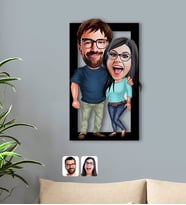 BK Gift Kişiye Özel Sevgililer Karikatürlü 3D Ahşap Tablo-109