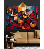 Geometrik Desen Soyut Sanat Dekoratif Kanvas - Mdf Ahşap Tablo
