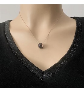 Rose Kaplama Halka Gümüş Kolye (Karışık)