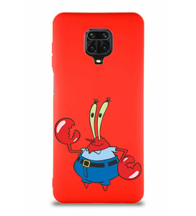 Xiaomi Redmi Note 9 Pro Soft Premier Kapak Bay Yengeç Tasarımlı Silikon Kılıf - Kırmızı (Şeffaf)