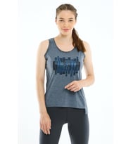 Maraton Sportswear Regular Kadın Atlet Yaka  Kolsuz Basic Açık Lacivert Atlet 19864