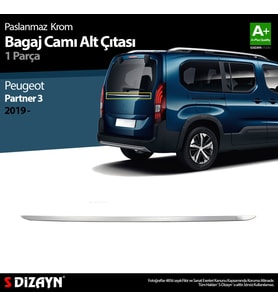 Peugeot Partner 3 Krom Bagaj Camı Alt Çıtası 2019 Üzeri