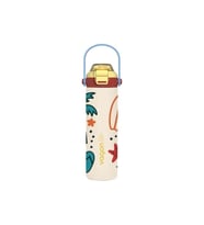 VAGONLİFE ÇELİK PİPETLİ/ PİPETSİZ ÇİFT KULLANIM KULPLU MATARA/TERMOS DESENLİ VGN1111 600ML - BEJ