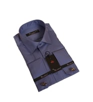 İndigo Dar Kesim Micro Kumaş Kol Düğmeli Slim Fit Erkek Gömlek - 201-5