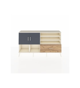 Arges Konsol 7 Raflı Tek Çekmeceli 2 Kapaklı 176x30x99 Aytaşı-Antrasit/Çam