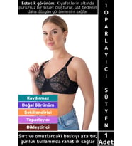 Özel Üretim Meme Dikleştirici Şekillendirici Esnek Konforlu Şık Dantelli Göğüs Toparlayıcı Sütyen (Siyah)