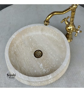 Traverten İçe Eğimli Lavabo