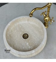 Traverten İçe Eğimli Lavabo