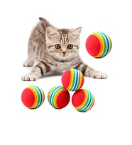 Pribor 3lü Gökkuşağı Sünger Kedi Köpek Çiğneme Oyun Topu Diş Çıkarma Kedi Oyuncağı (Çok Renkli)