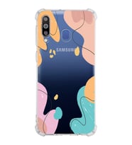 Samsung Galaxy M30  Köşe Korumalı Antişok Kapak Karışık Renkler Tasarımlı Şeffaf Silikon Kılıf